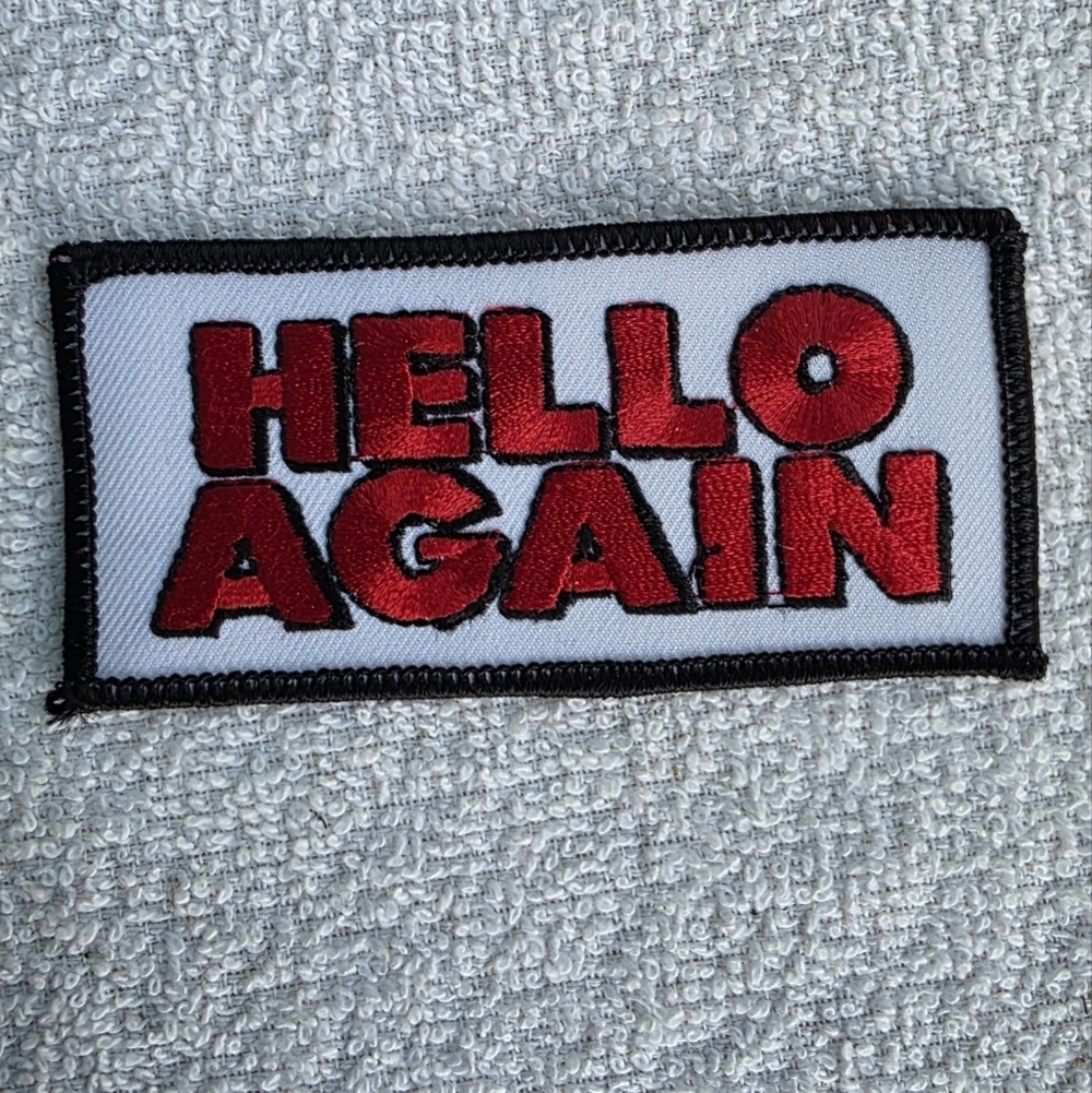 Vintage Disney Red and Black 'Hello Again' Patch Cast Member